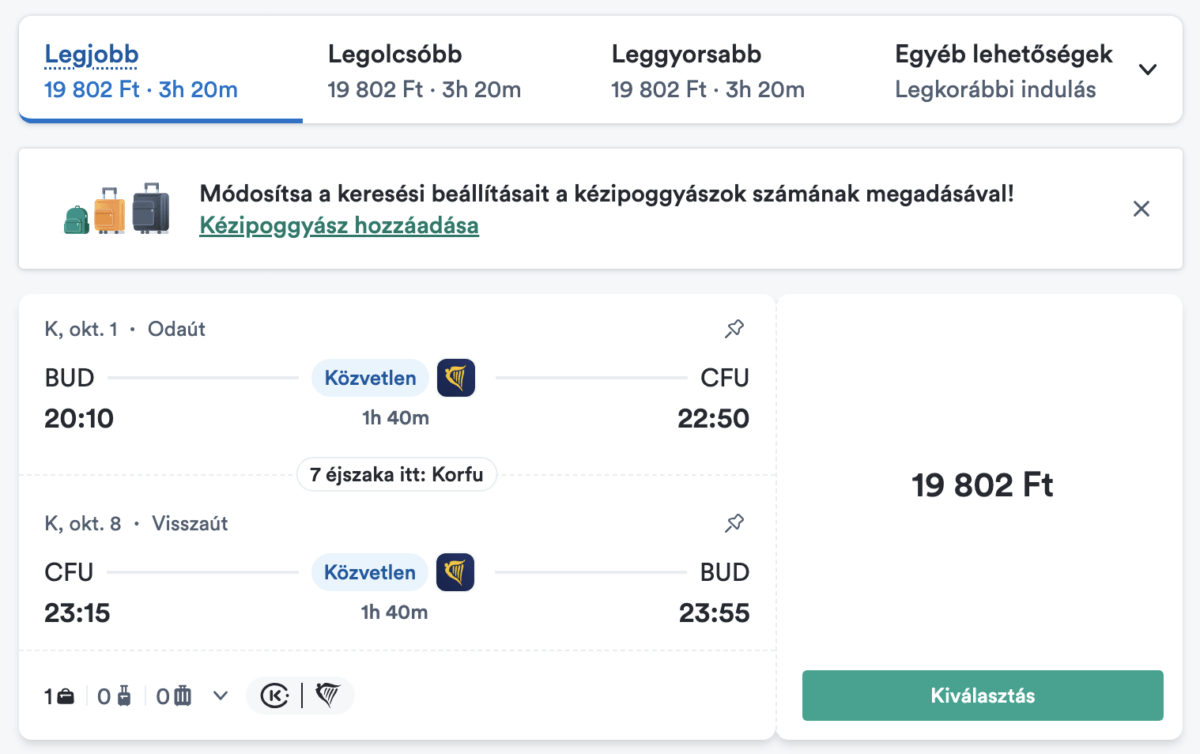 olcsó repülőjegyek 20 ezer Ft alatt